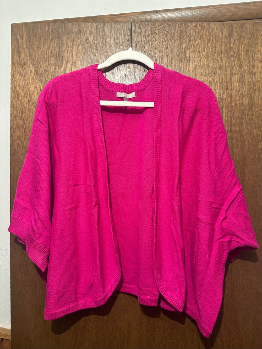 Woman Within Open Front Cardigan Sweater - Bright Fuchsia Pink